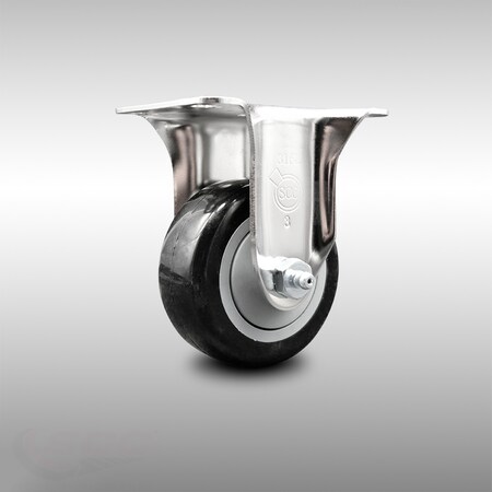 Service Caster 3.5 Inch 316SS Black Polyurethane Wheel Rigid Top Plate Caster SCC-SS31620R3514-PPUB-BLK